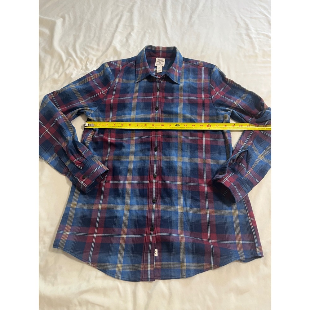 Blake Shelton x Lands End Womens Blue Burgundy Plaid Flannel Shirt Medium 10-12 - Picture 3 of 8